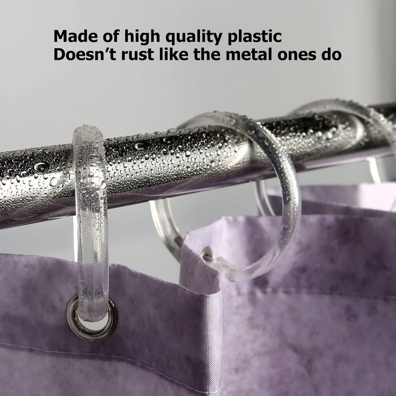 Ulable Premium Plastic Shower Curtain Rings Shower Curtain Hooks Gliding on Standard Shower Rods Easy Snap Closure (O Shape,Clear,12Pcs) - Image 2